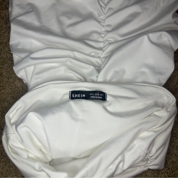 White ruched mini strapless bodycon dress - Picture 4 of 4